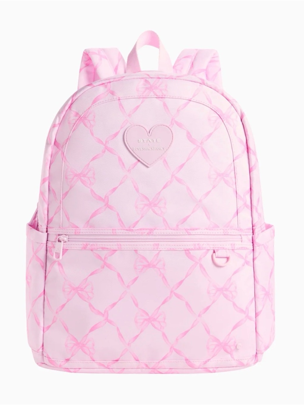 LoveShackFancy Light Pink Bow-Print Kids Backpack